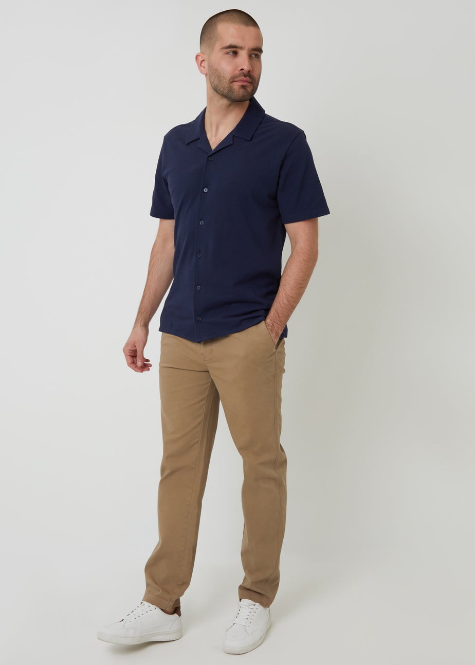 Threadbare Stone Cotton Elasticated Waist Chino Trousers