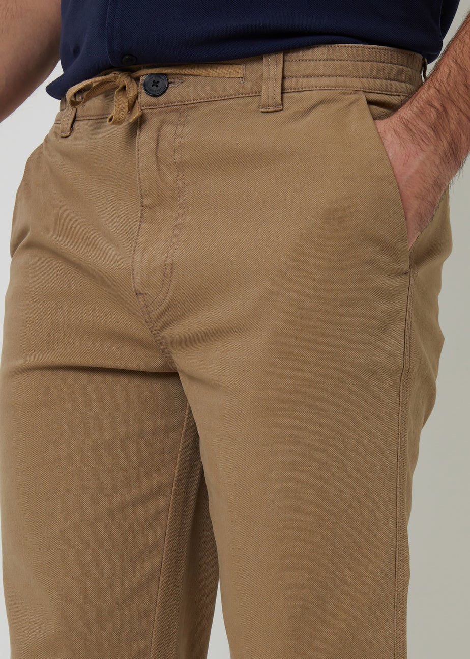 Threadbare Stone Cotton Elasticated Waist Chino Trousers