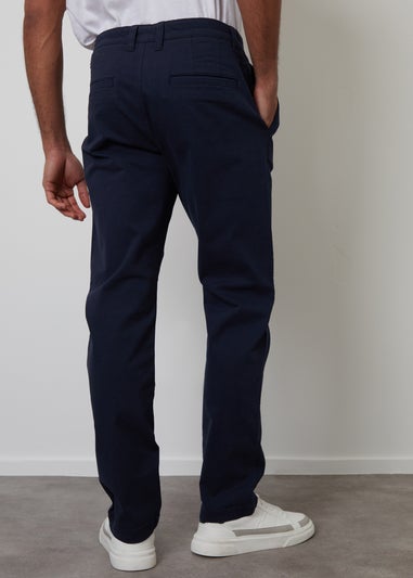 Threadbare Navy Relaxed Fit Cotton Chino Trousers With Stretch