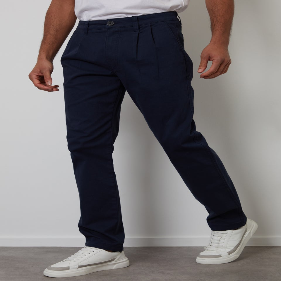 Threadbare Navy Relaxed Fit Cotton Chino Trousers With Stretch