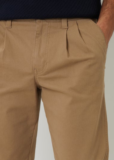 Threadbare Stone Relaxed Fit Cotton Chino Trousers With Stretch