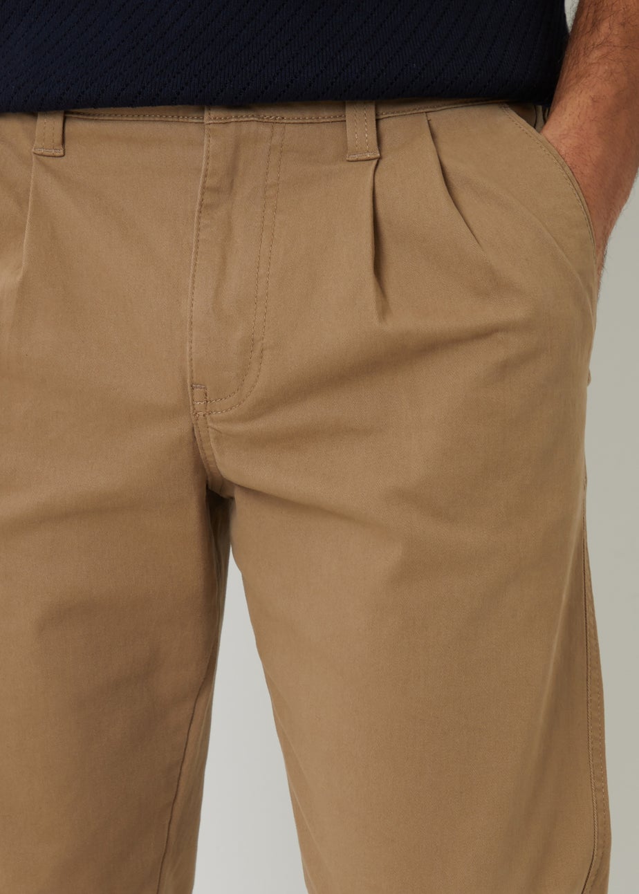 Threadbare Stone Relaxed Fit Cotton Chino Trousers With Stretch