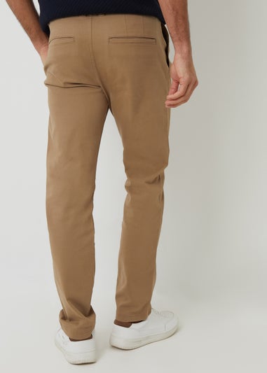 Threadbare Stone Relaxed Fit Cotton Chino Trousers With Stretch