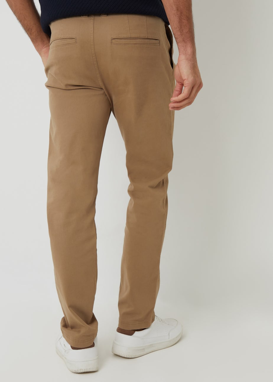 Threadbare Stone Relaxed Fit Cotton Chino Trousers With Stretch