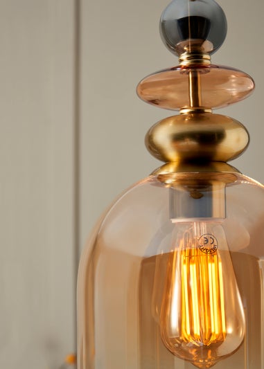 BHS Lighting Teyana Brass Glass 1 Light Cascade (50-130cm x 18cm)