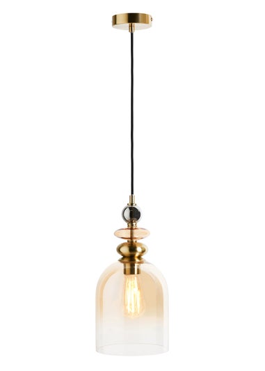 BHS Lighting Teyana Brass Glass 1 Light Cascade (50-130cm x 18cm)