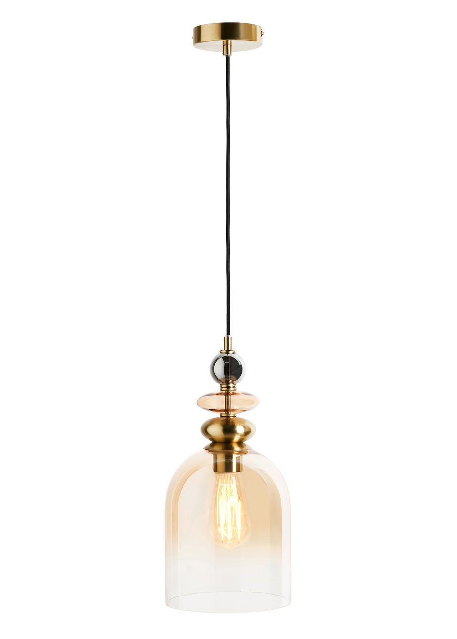 BHS Lighting Teyana Brass Glass 1 Light Cascade (50-130cm x 18cm)