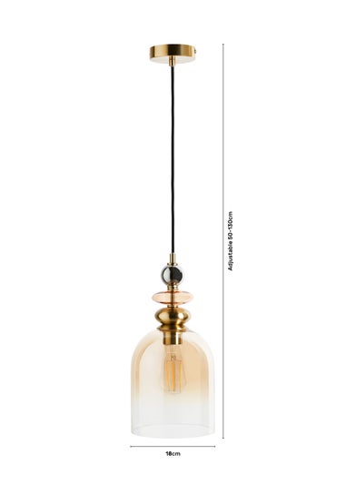 BHS Lighting Teyana Brass Glass 1 Light Cascade (50-130cm x 18cm)