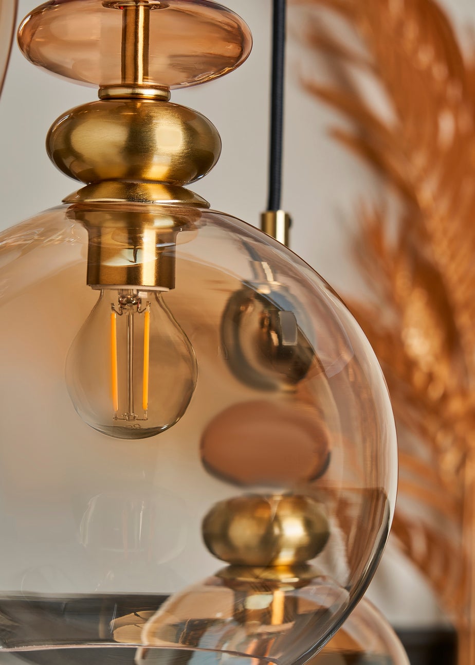 BHS Lighting Teyana Brass Glass 3 Light Cascade (65-100cm x 37cm)