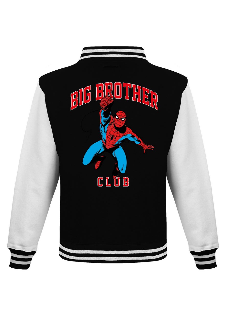Marvel Spider-Man Big Brother Club Boys Black Varsity Jacket (3-13 Years)
