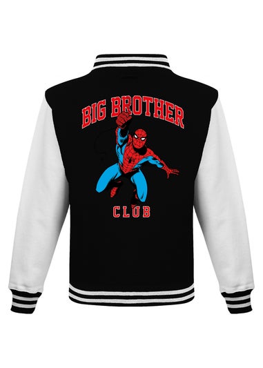 Marvel Spider-Man Big Brother Club Boys Black Varsity Jacket (3-13 Years)