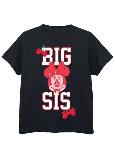 Disney Minnie Mouse Big Sister Girls Black Graphic T-Shirt (3-13 Years)