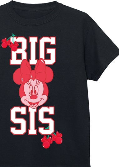 Disney Minnie Mouse Big Sister Girls Black Graphic T-Shirt (3-13 Years)