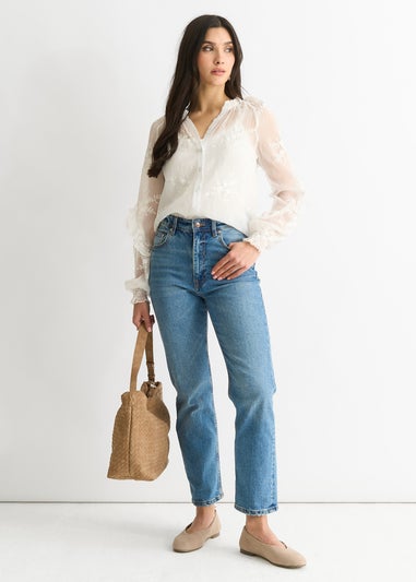 Gini London Embroidery puff sleeve top