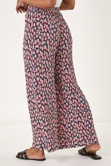 Roman Pink Petite Floral Crinkle Trouser