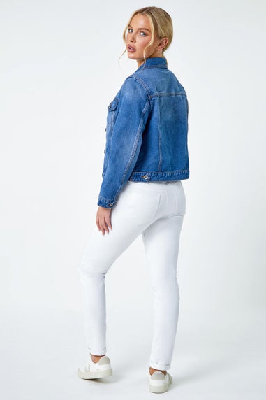 Roman Denim Petite Bleached Denim Jacket