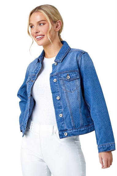 Roman Denim Petite Bleached Denim Jacket
