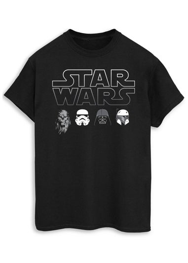 Star Wars Character Heads Black Graphic T-Shirt