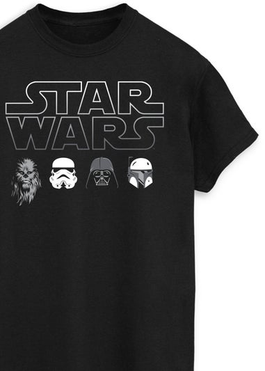 Star Wars Character Heads Black Graphic T-Shirt