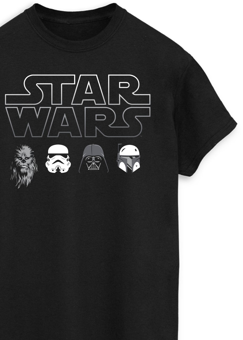 Star Wars Character Heads Black Graphic T-Shirt