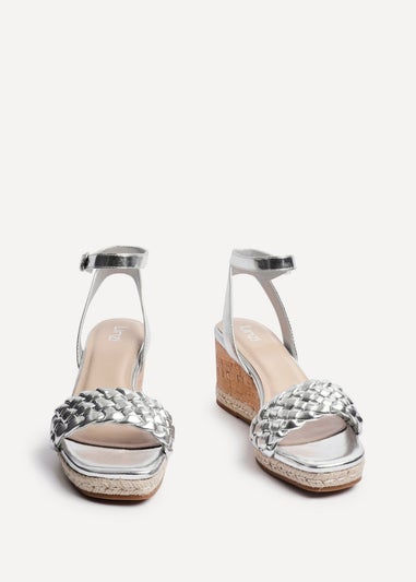 Linzi Regan Silver Faux Leather Plaited Wedge