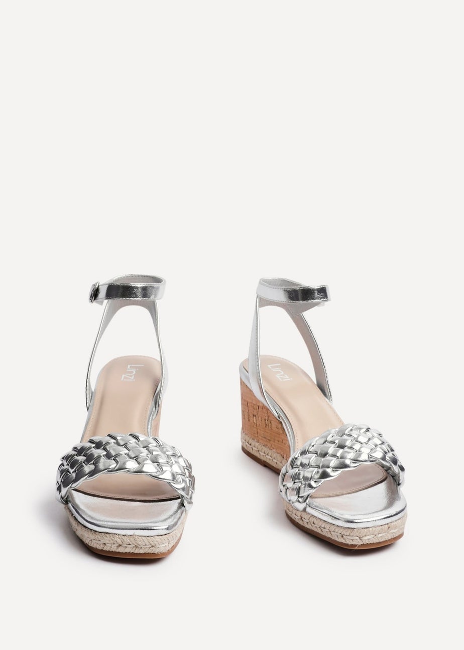 Linzi Regan Silver Faux Leather Wedge Sandals