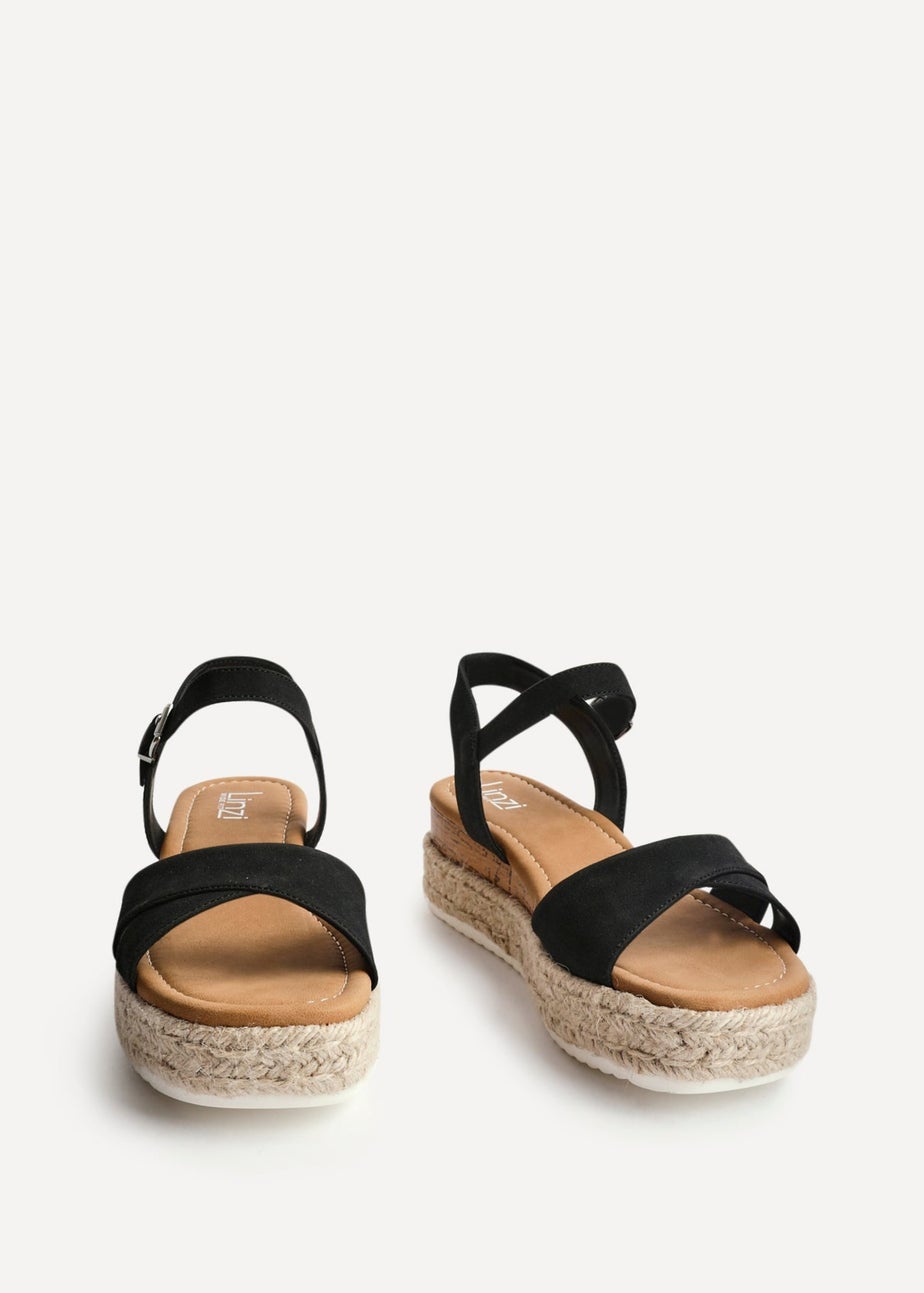 Linzi Sarelli Wide Fit Black Nubuck Cork Flatform