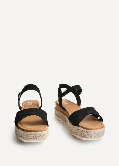 Linzi Sarelli Wide Fit Black Nubuck Cork Flatform