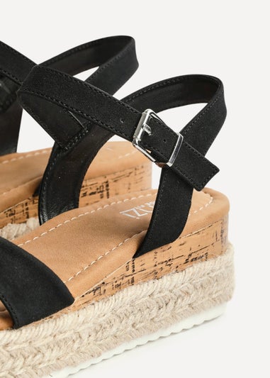 Linzi Sarelli Wide Fit Black Nubuck Cork Flatform