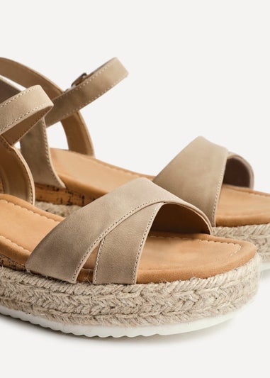 Linzi Sarelli Wide Fit Taupe Flatform Sandals