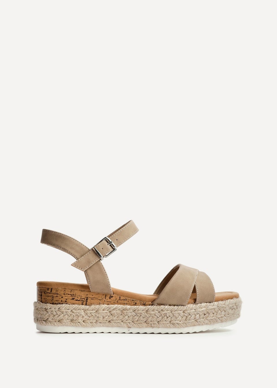 Linzi Sarelli Wide Fit Taupe Nubuck Cork Flatform