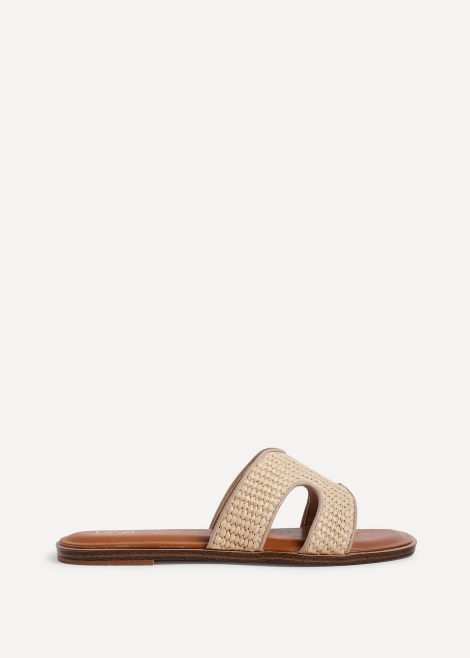 Linzi Petra Natural Raffia Link Design Flat Sandal