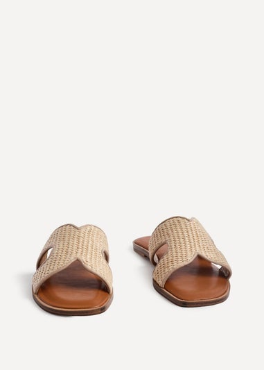 Linzi Petra Natural Raffia Link Design Flat Sandal