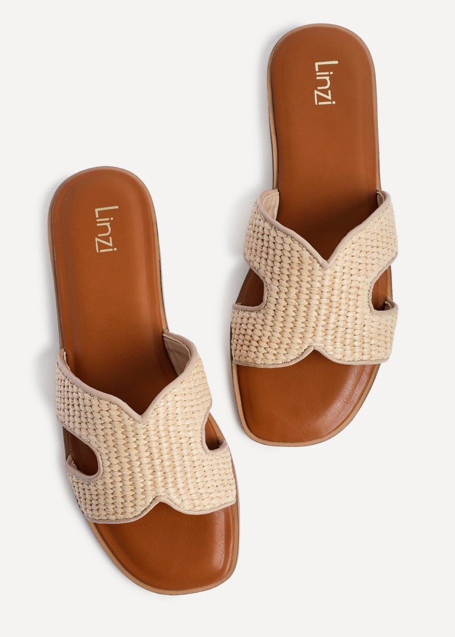 Linzi Petra Natural Raffia Link Design Flat Sandal