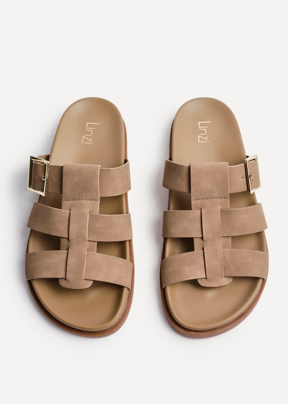Linzi Restore Taupe Faux Nubuck Slip-On Gladiator Sandals