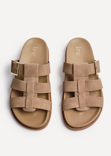 Linzi Restore Taupe Faux Nubuck Slip-On Gladiator Sandals