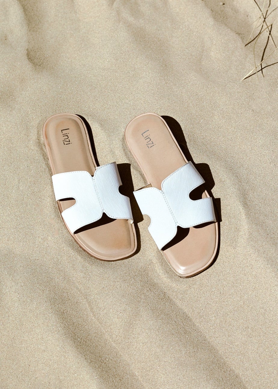 Linzi Petra White Link Flat Sandals
