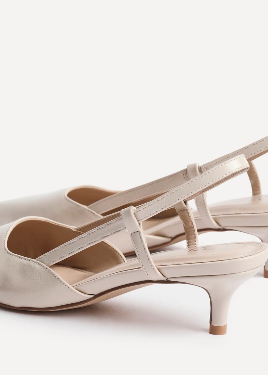 Linzi Refined Nude Faux Leather Slingback Kitten Court Heels