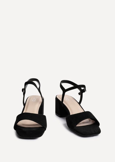 Linzi Darlene Black Faux Suede Low Block Heeled Sandals