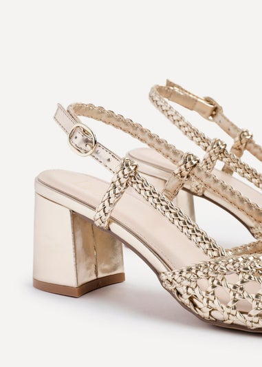 Linzi Sandria Gold Hand Woven Court Heels