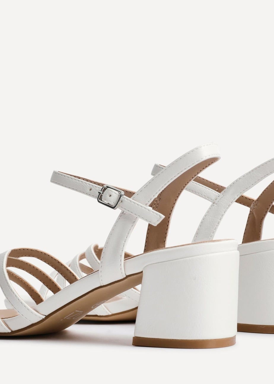 Linzi Adira White Faux Leather Strappy Heeled Sandals