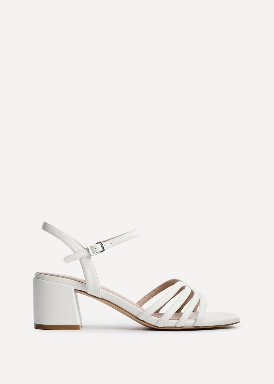 Linzi Adira White Faux Leather Strappy Heeled Sandals