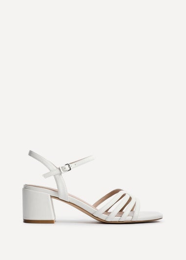 Linzi Adira White Faux Leather Strappy Heeled Sandals