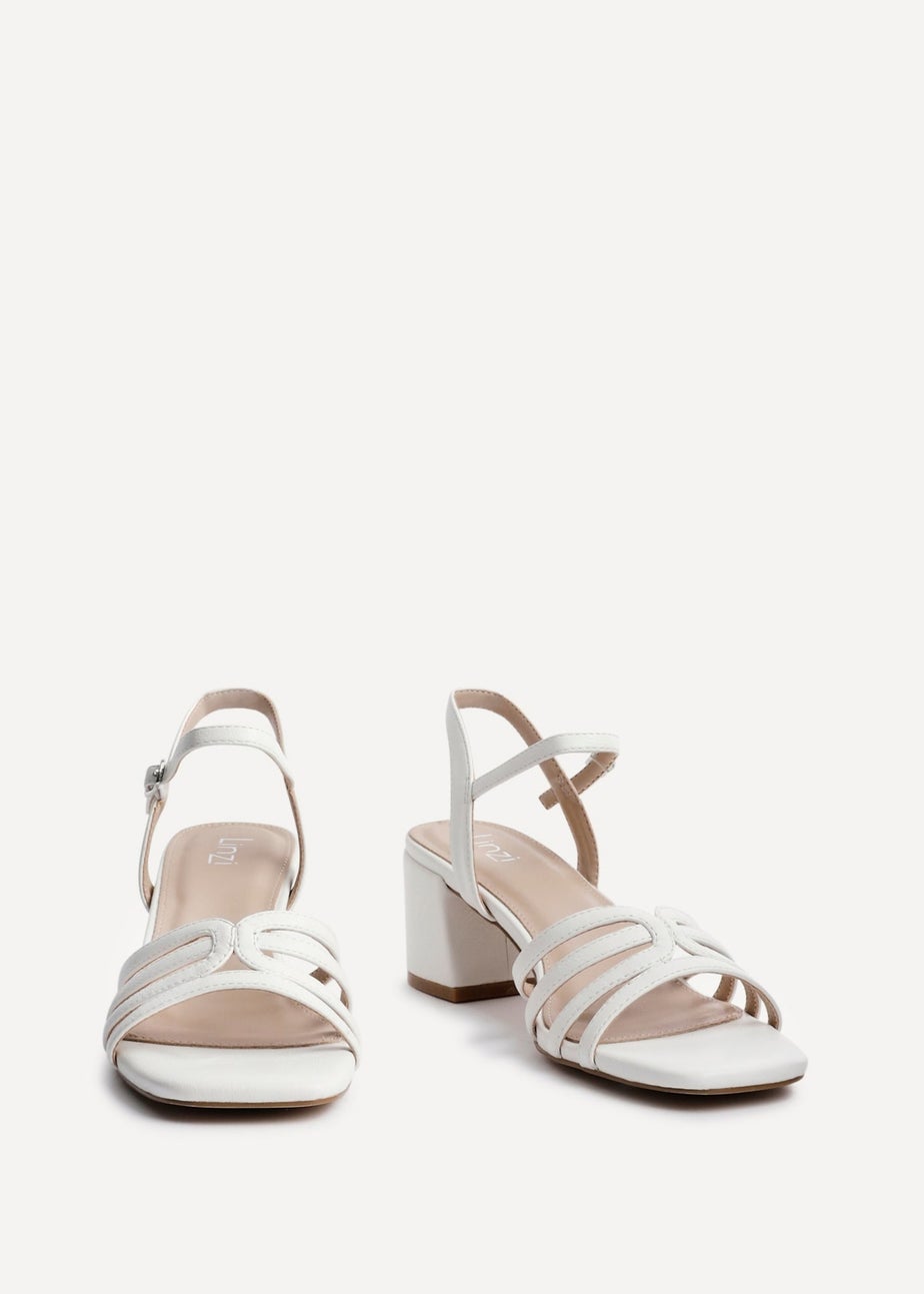 Linzi Adira White Faux Leather Strappy Heeled Sandals