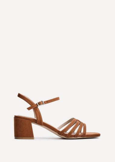 Linzi Adira Tan Faux Suede Strappy Heeled Sandals
