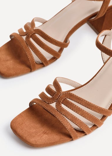 Linzi Adira Tan Faux Suede Strappy Heeled Sandals