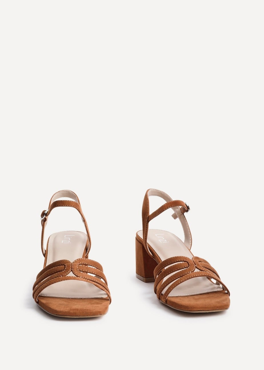 Linzi Adira Tan Faux Suede Strappy Heeled Sandals