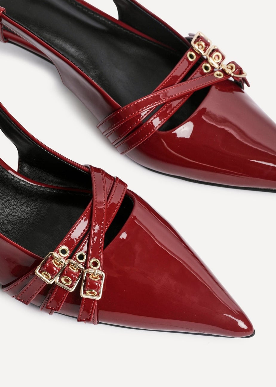 Linzi Retro Burgundy Patent Kitten Court Heels