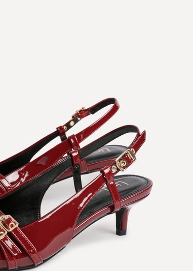 Linzi Retro Burgundy Patent Kitten Court Heels