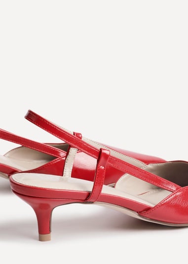Linzi Refined Red Faux Leather Slingback Kitten Court Heels